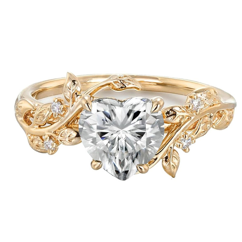 Sterling Silver 10K 14K 18K Solid Gold Heart Gemstone Vintage Engagement Ring Wedding Promise Anniversary Ring