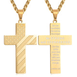 Stainless Steel Personalized Engraved American Flag Cross Pendant Necklace