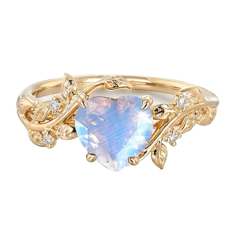 Sterling Silver 10K 14K 18K Solid Gold Heart Gemstone Vintage Engagement Ring Wedding Promise Anniversary Ring