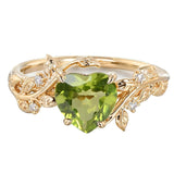 Sterling Silver 10K 14K 18K Solid Gold Heart Gemstone Vintage Engagement Ring Wedding Promise Anniversary Ring