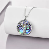 Sterling Silver Tree of Life Urn Necklaces Abalone Opal Shell Cremation Jewelry for Ashes
