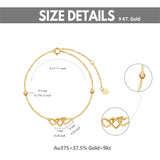10K Real Gold Three Hearts Bracelets Jewelry Gifts For Women Girls