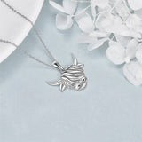 Sterling Silver Heart Highland Cow Pendant Necklace