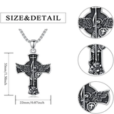 Sterling Silver St Michael & Cross Pendant Necklace for Men