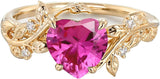 Sterling Silver 10K 14K 18K Solid Gold Heart Gemstone Vintage Engagement Ring Wedding Promise Anniversary Ring