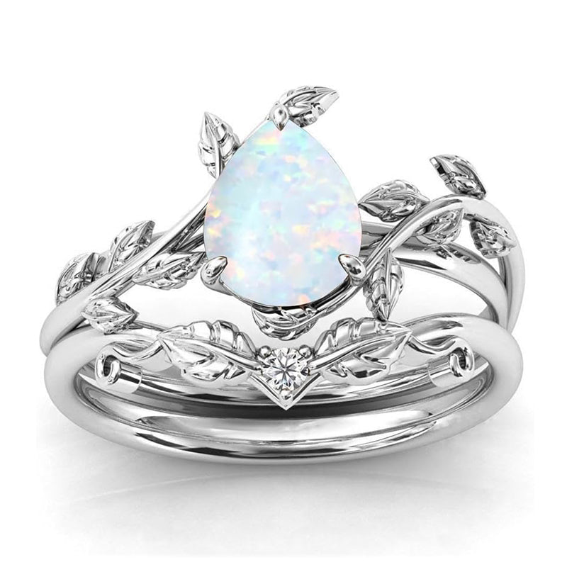 Sterling Silver Natural Moss Agate Blue Sandstone Opal Set Ring