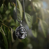Sterling Silver Oxidized Lucky Monkey Pendant Necklace for Men