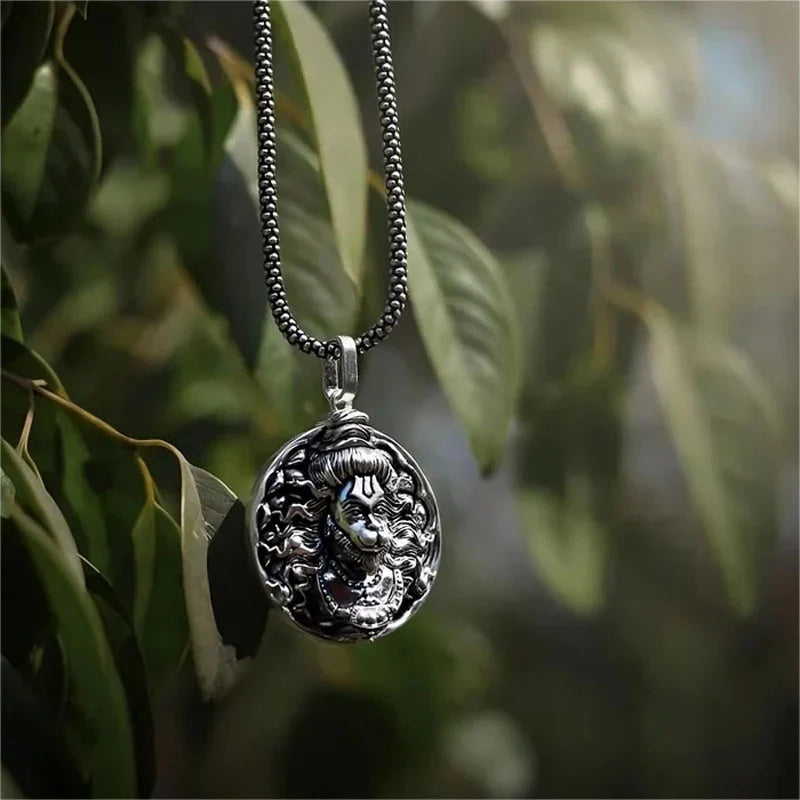 Sterling Silver Oxidized Lucky Monkey Pendant Necklace for Men