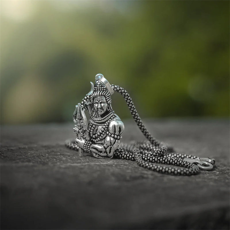 Lord Shiva Pendant With silver Chain