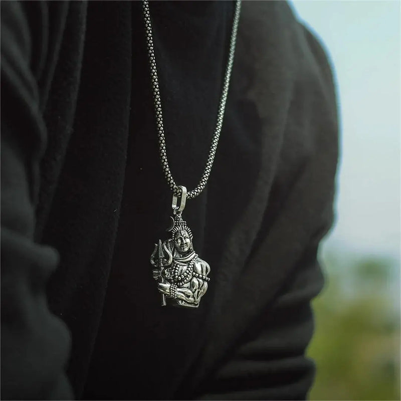 Lord Shiva Pendant With silver Chain