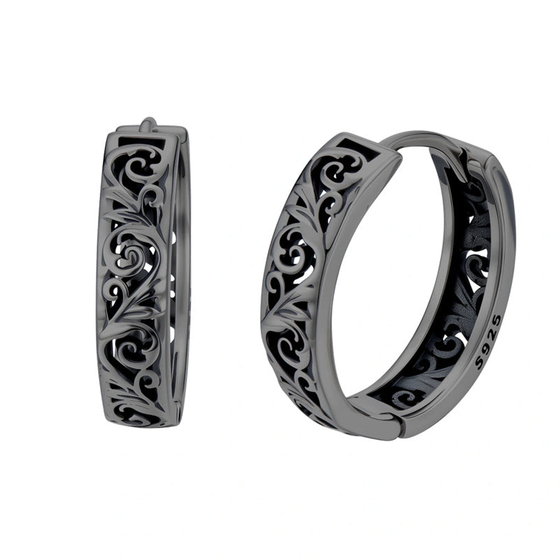 Sterling Silver Vintage Filigree Hoop Earrings