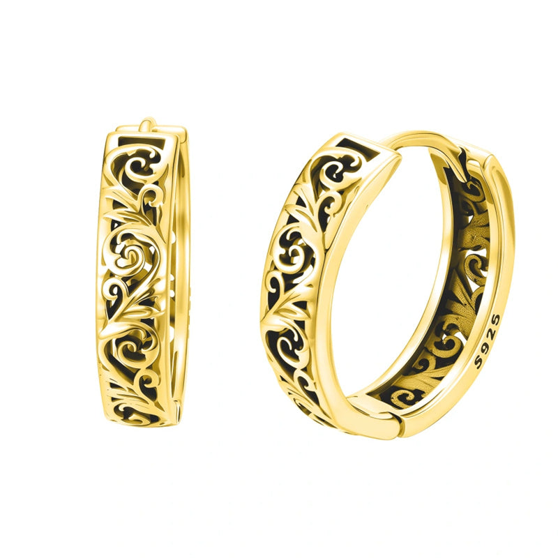 Sterling Silver Vintage Filigree Hoop Earrings