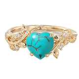 Sterling Silver 10K 14K 18K Solid Gold Heart Gemstone Vintage Engagement Ring Wedding Promise Anniversary Ring