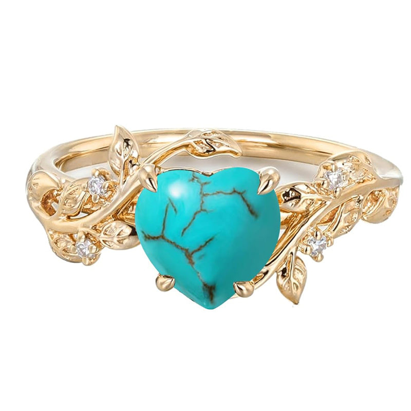 Sterling Silver 10K 14K 18K Solid Gold Heart Gemstone Vintage Engagement Ring Wedding Promise Anniversary Ring