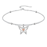 14K Gold Birthstone Dragonfly Butterfly & Irish Celtic Knot Single Layer Anklet