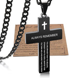 Stainless Steel Bible Verse Cross Necklace for Men with Cuban Chain