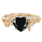 Sterling Silver 10K 14K 18K Solid Gold Heart Gemstone Vintage Engagement Ring Wedding Promise Anniversary Ring