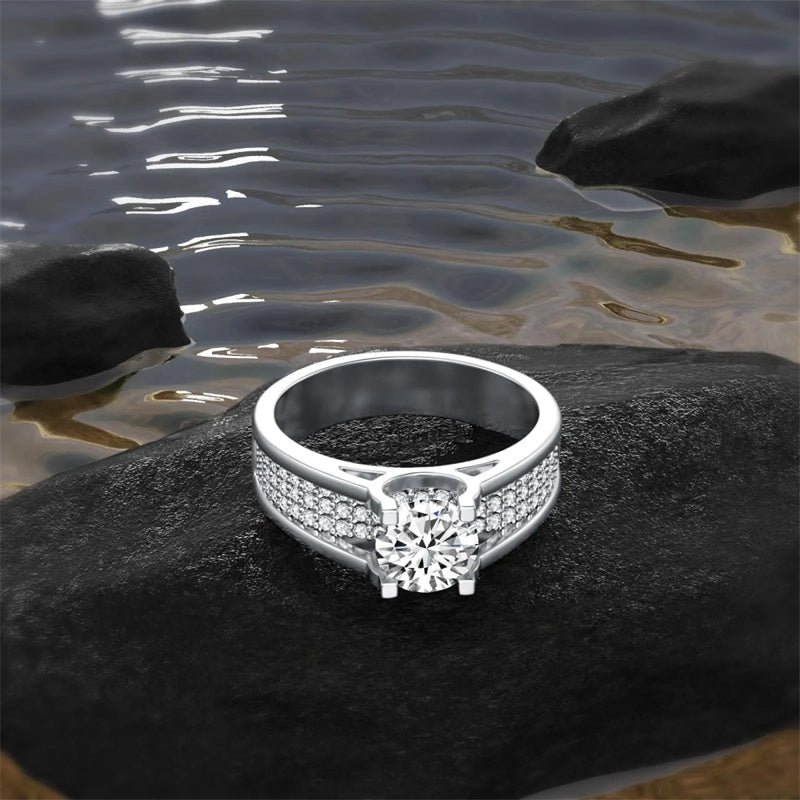 10K Gold 14K Gold 18K Gold Round Shaped Moissanite Couple & Round Ring for Men