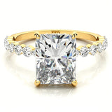10K Gold 14K Gold 18K Gold Emerald Cut Halo Moissanite Engagement Ring