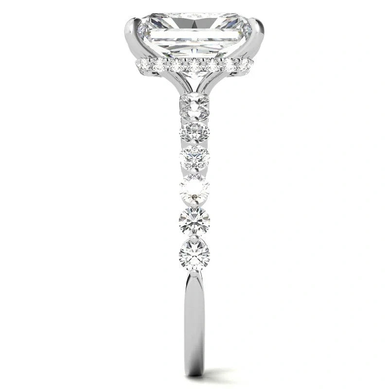 10K Gold 14K Gold 18K Gold Emerald Cut Halo Moissanite Engagement Ring