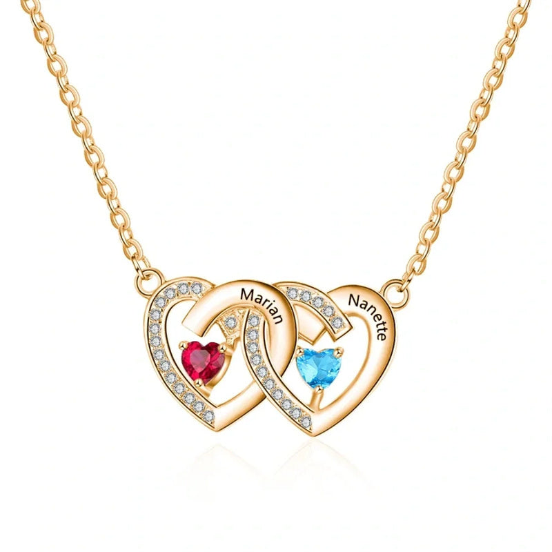 10K Gold 14K Gold 18K Gold Heart Cubic Zirconia Personalized Birthstone Name Pendant Necklace
