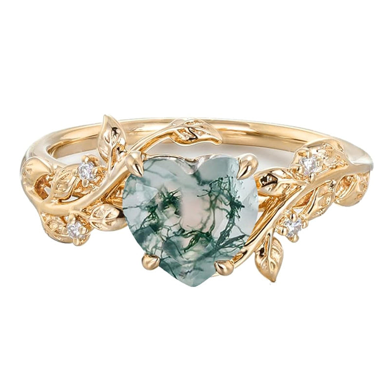 Sterling Silver 10K 14K 18K Solid Gold Heart Gemstone Vintage Engagement Ring Wedding Promise Anniversary Ring