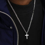 Cross with 3mm Cuban Chain Pendant Necklace for Men