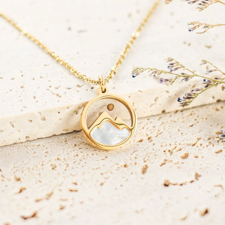 14K Gold Mountains Pearl Mustard Seed Pendant Necklace
