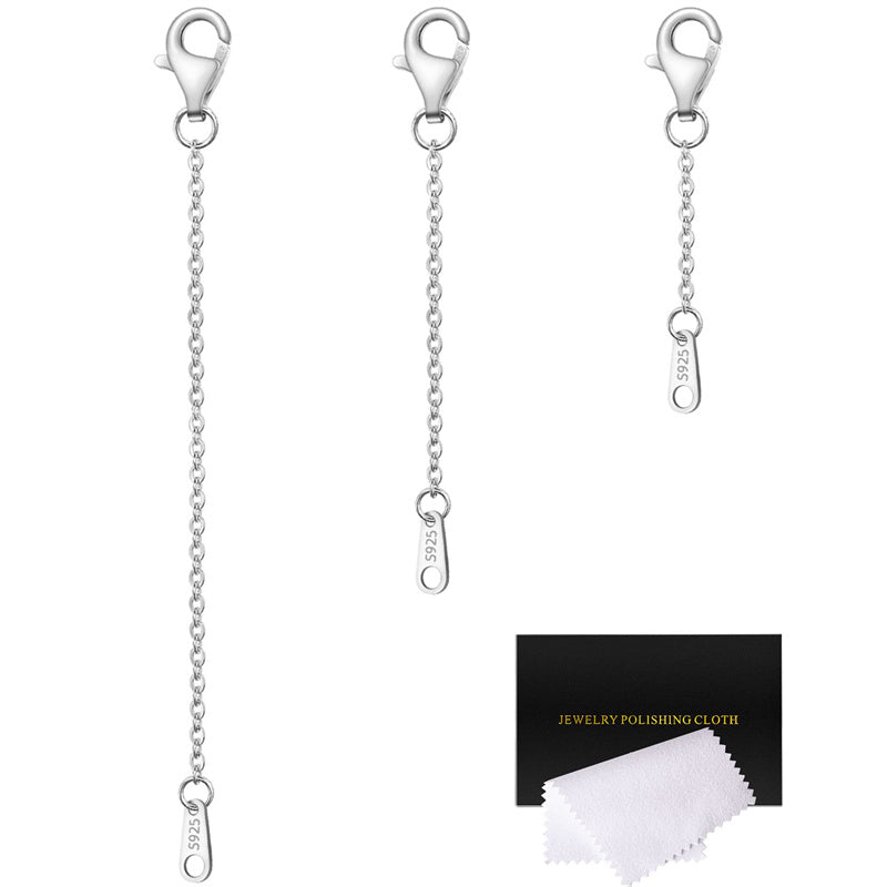 Sterling Silver 3 Piece Set  Extenders Chain Necklace