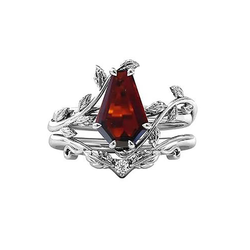 Sterling Silver Coffin Shap Vintage Gemstone Set Engagement Ring