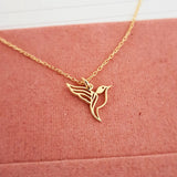 14K Gold Hummingbird Pendant Necklace