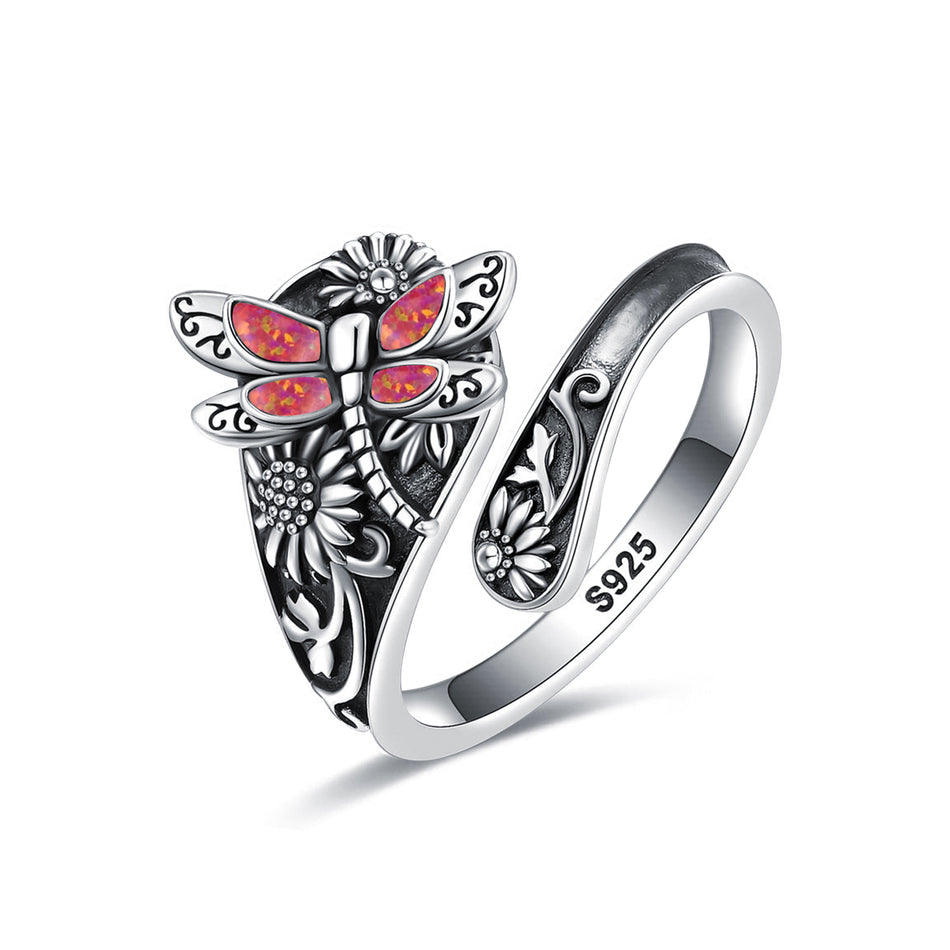 Sterling Silver Oxidized Dragonfly Butterfly Hummingbird Sea Turtle Anchor Cross Tree of Life Sunflower Spoon Ring