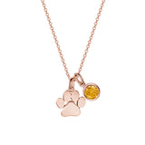 Sterling Silver Birthstone Paw Print Bracelet Anklet Necklace