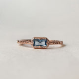 Sterling Silver Natural Moss Agate  Ring with Opal, Blue Topaz, Baguette, and Cubic Zirconia