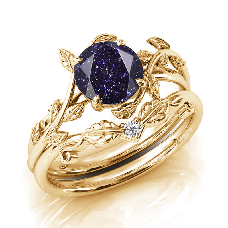 Sterling Silver Natural Moss Agate Blue Sandstone Opal Set Ring