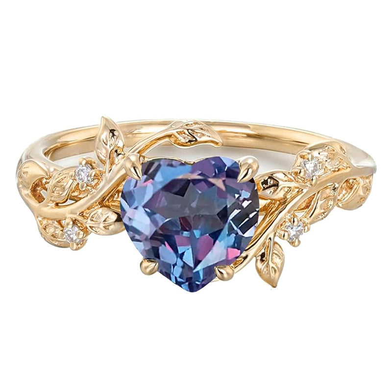 Sterling Silver 10K 14K 18K Solid Gold Heart Gemstone Vintage Engagement Ring Wedding Promise Anniversary Ring