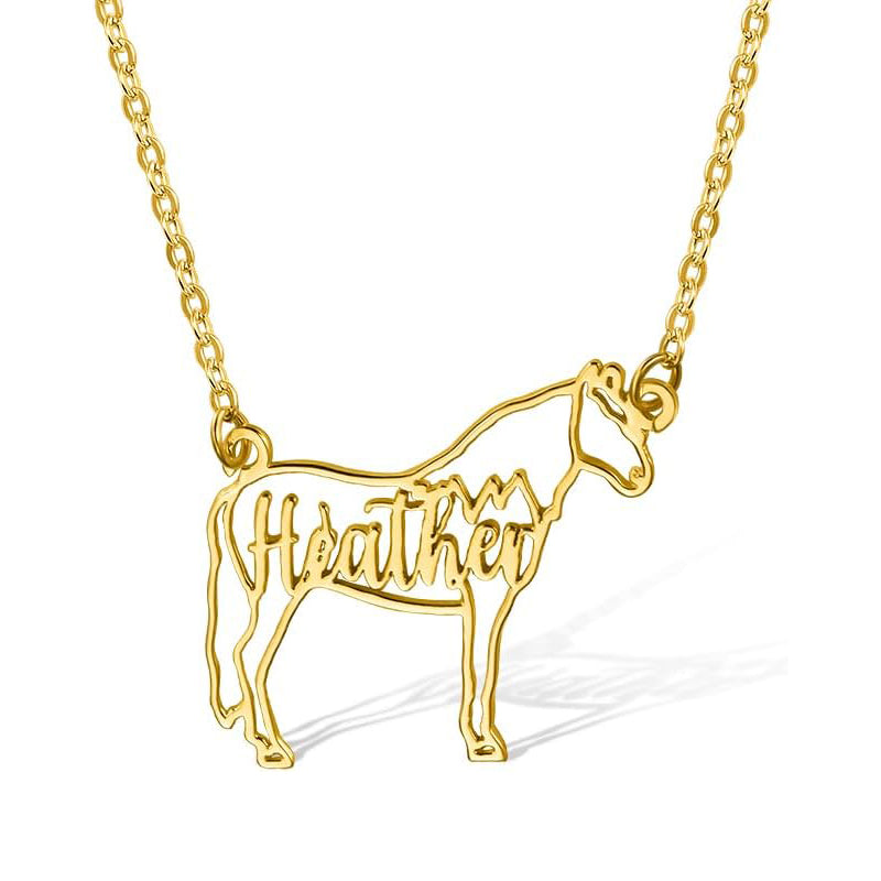 Sterling Silver Personalized Horse Name Pendant Necklace