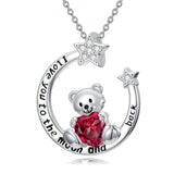 Sterling Silver Birthstone Teddy Bear Pendant Necklace