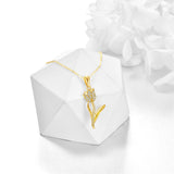 14K Gold Tulip Flower Pendant Necklace