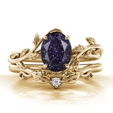 Sterling Silver Natural Moss Agate Blue Sandstone Opal Set Ring