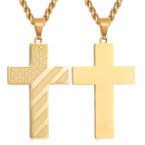 Stainless Steel Personalized Engraved American Flag Cross Pendant Necklace