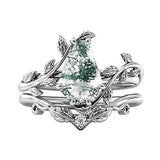 Sterling Silver Coffin Shap Vintage Gemstone Set Engagement Ring