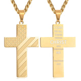 Stainless Steel Personalized Engraved American Flag Cross Pendant Necklace