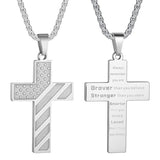 Stainless Steel Inspirational Bible Verse American Flag Pendant Necklace for Men
