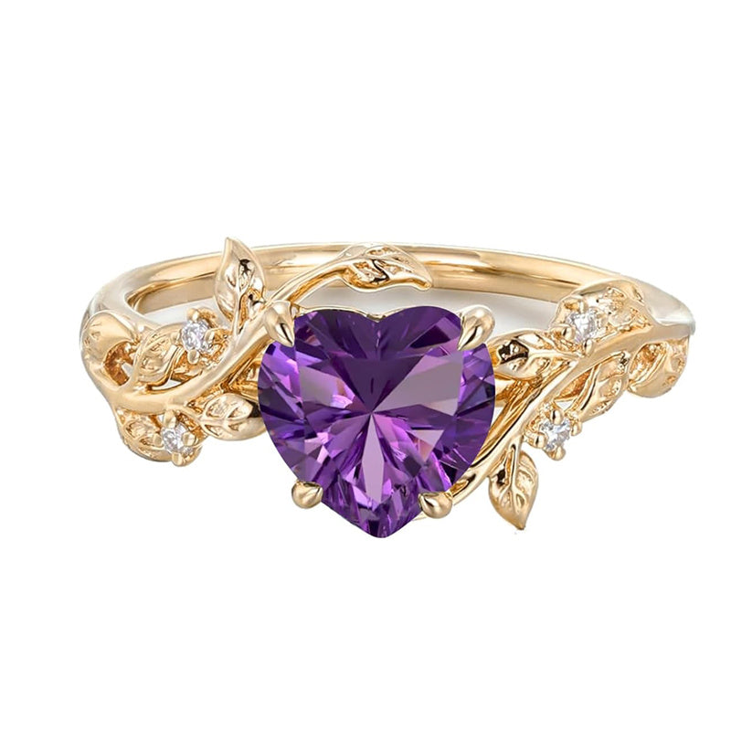 Sterling Silver 10K 14K 18K Solid Gold Heart Gemstone Vintage Engagement Ring Wedding Promise Anniversary Ring