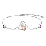 Sterling Silver 12 Birthstones Father Daughter Bracelet Gift for Daughter