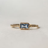 Sterling Silver Natural Moss Agate  Ring with Opal, Blue Topaz, Baguette, and Cubic Zirconia