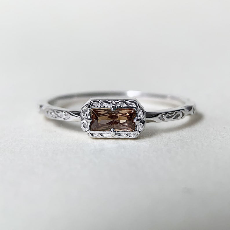 Sterling Silver Natural Moss Agate  Ring with Opal, Blue Topaz, Baguette, and Cubic Zirconia