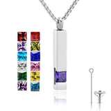 Stainless Steel Birthstones Cross Urn Necklaces for Ashes