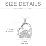 Sterling Silver Highland Cow Pendant Necklace Engraved With  I Love You forever